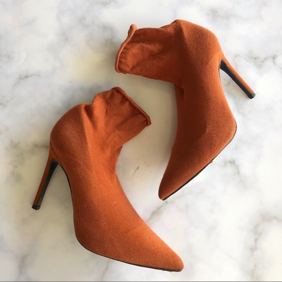high heel sock style ankle boots